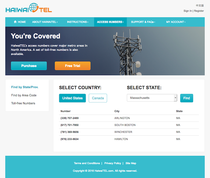 HaiwaiTEL.com Find Access Screenshot