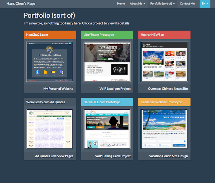HanChu21.com Portfolio Screenshot