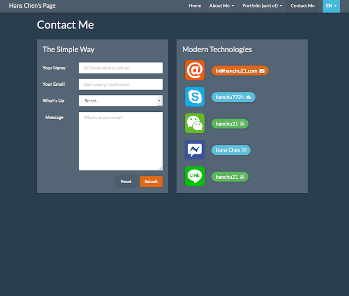 HanChu21.com Contact Screenshot